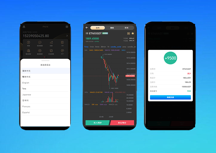 完美运营版PNYX多语言交易所源码/前端vue纯源码/合约交易+期权交易+币币交易+杠杆交易+矿机+锁仓挖矿+新币申购+NFT盲盒+双币理财